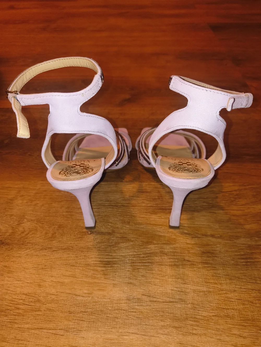 Vince Camuto Pink Strappy Ankle‑Wrap Sandals